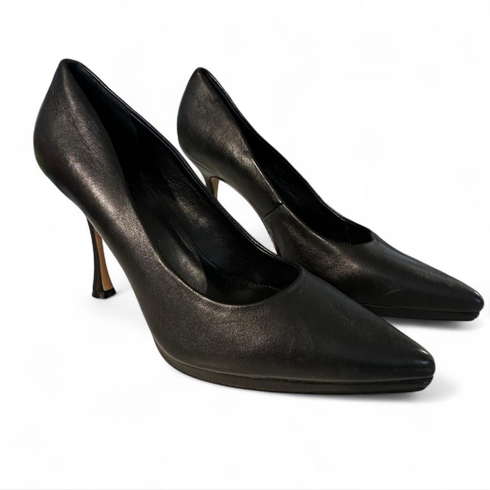 Vince Camuto Leather Black Pointed Toe Heels size 9.5
